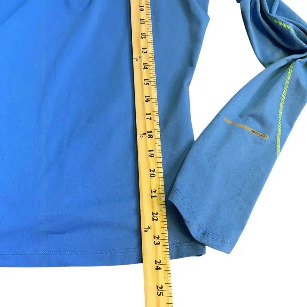 Nike Athletic Dri-Fit Quarter Zip‎ Shirt M  Reflective Trim Blue Lime Green